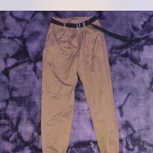 Nasty Gal Tan Trousers with Belt